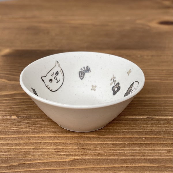 日本製 美濃燒 可愛貓咪插畫小碗 | 小菜碗 甜點碗 優格碗 點心碗