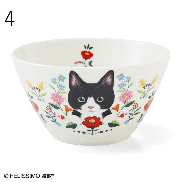 日本製 Felissimo 貓部 貓與花碗440ml | 水果碗 沙拉碗 優格碗