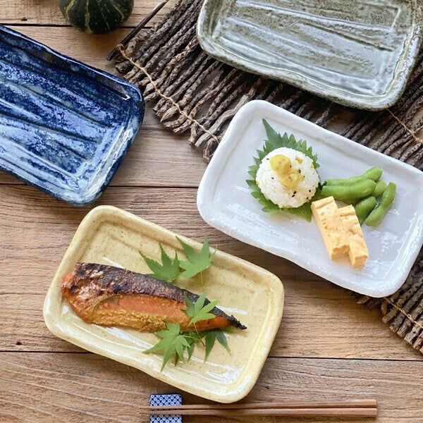 日本製 美濃燒 經典四色角皿 | 方盤 魚盤 燒物 烤物 居酒屋 串炸盤 小菜 前菜盤