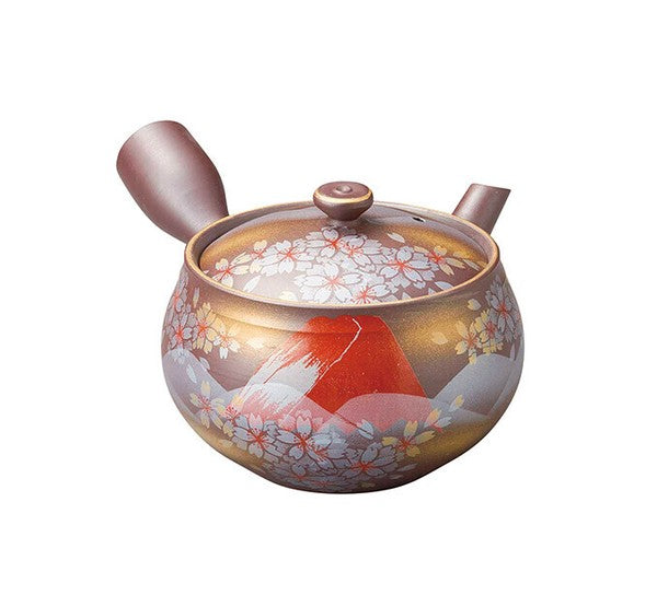 日本製 萬古燒赤富士 萬古急須壺 350ml | 泡茶茶具 富士山 茶具 送禮