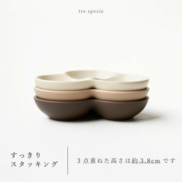 日本製 美濃燒 陶瓷三重調味盤 | 配料 配菜 醬料 漬物盤 拉麵 清粥 佐菜 調味碟
