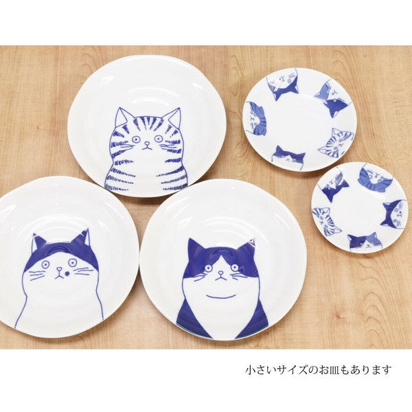 日本製 美濃燒 Shichita 陶瓷貓咪圓盤 16cm | 點心盤 水果盤 沙拉盤 甜點盤 分菜盤