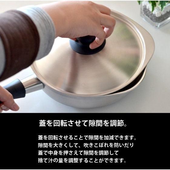 日本製柳宗理|18-8不鏽鋼霧面22cm、2.5L、附蓋 - 富士通販