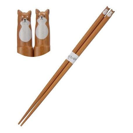 日本製 柴犬原木筷子22.5cm|環保筷 日式原木筷子 尖頭筷 - 富士通販