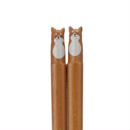 日本製 柴犬原木筷子22.5cm|環保筷 日式原木筷子 尖頭筷 - 富士通販