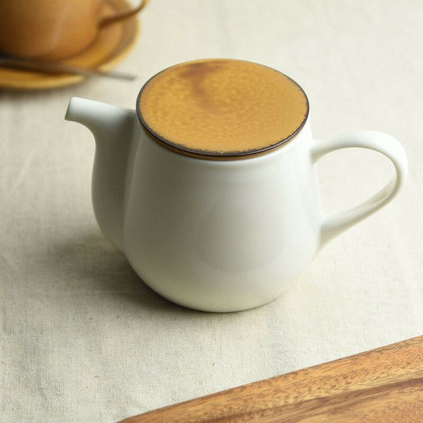 日本製 美濃燒 Miyama 深山 bico 焦糖奶油茶壺 | 含濾茶網 咖啡壺 茶壺