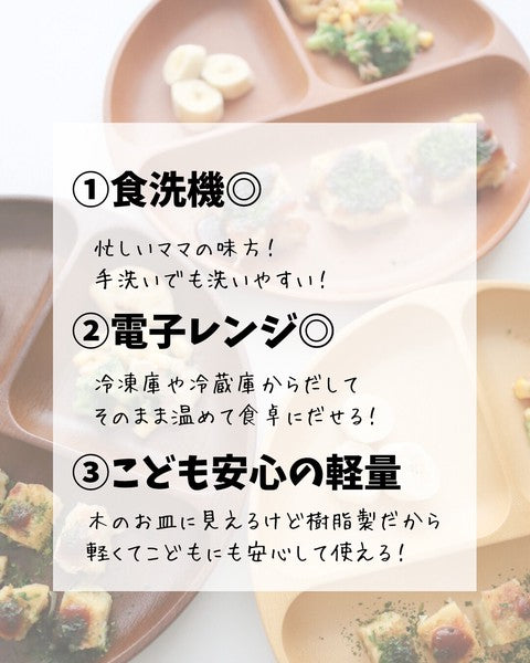 日本製 木紋系列 PET樹脂 211三格分隔盤|日常餐盤 居家輕量餐具 兒童餐盤