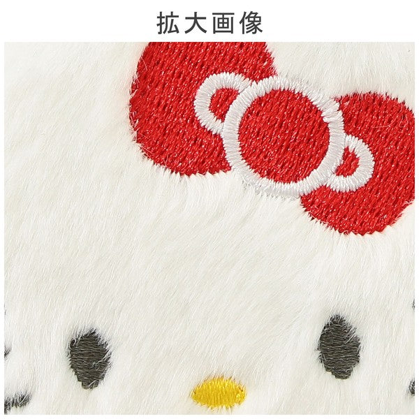 【三麗鷗】圓形刺繡雙面隨身鏡 附登山扣|日常補妝鏡 放大鏡 毛絨隨身鏡 包包掛飾