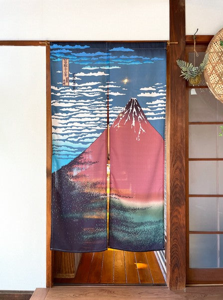 日式和風居家玄關隔簾 85×150cm 和風門簾 葛飾北斎 富士山|富士山門簾 門簾兩片式 廚房門簾