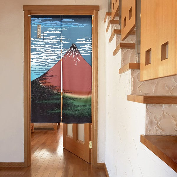 日式和風居家玄關隔簾 85×150cm 和風門簾 葛飾北斎 富士山|富士山門簾 門簾兩片式 廚房門簾