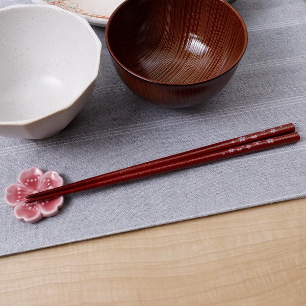 日本製 金粉櫻花筷子筷架禮盒|22.5cm 抗菌塗層 對筷 日本筷子 竹筷子 筷架