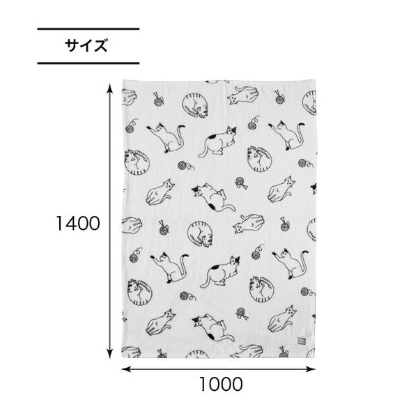 日本 Mysa可愛貓咪插畫保暖蓋毯|柔軟材質 100×140cm|法蘭絨毯 毯子 小毛毯 車用毯 空調毯