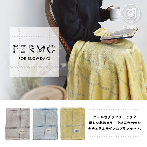 日本 FERMO 北歐風格紋法蘭絨毯 100×140cm|居家毯 沙發毯 午睡毯 保暖毯