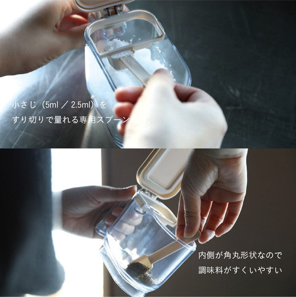 日本 atomico 按壓式彈蓋調味料收納罐|350ml 附量匙 密封防潮 香料罐 鹽巴罐 調味盒