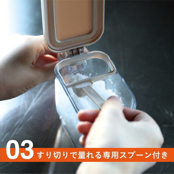 日本 atomico 按壓式彈蓋調味料收納罐|350ml 附量匙 密封防潮 香料罐 鹽巴罐 調味盒