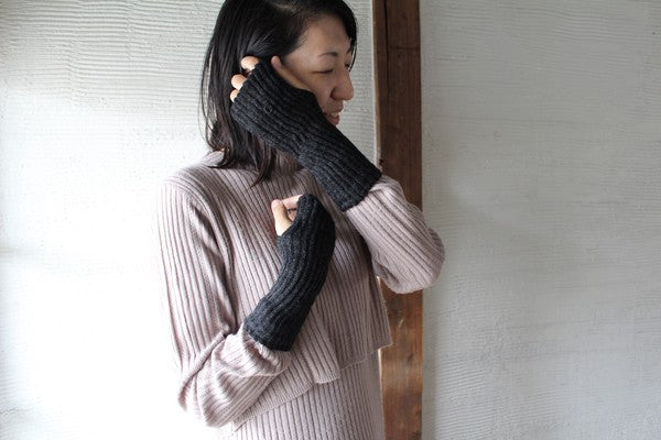 日本製 雙層編織內裏蠶絲保暖手套 六色可選|羊毛添加 露指手套 手套保暖 羊毛手套