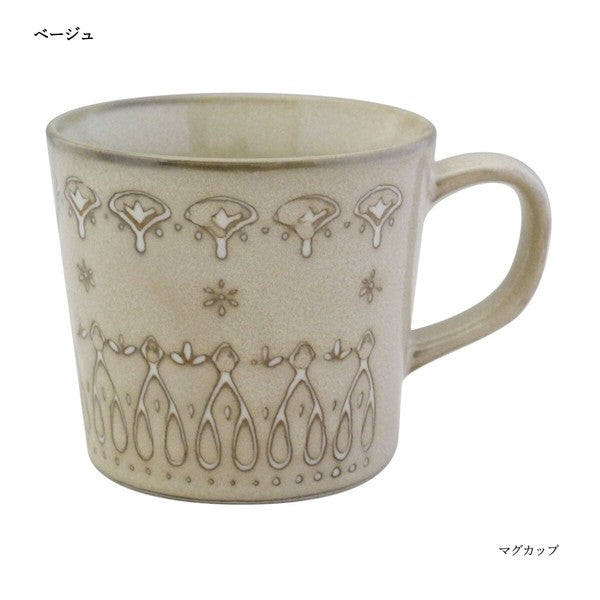 日本製 日式質感蕾絲細線馬克杯 300ml|四色可選 陶瓷馬克杯 咖啡杯 陶瓷杯