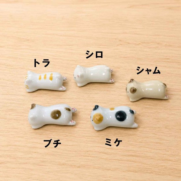 日本製 波佐見燒 圓滾貓咪造型筷架 全5款|筷托 貓咪陶瓷擺飾 筷架 筷子架