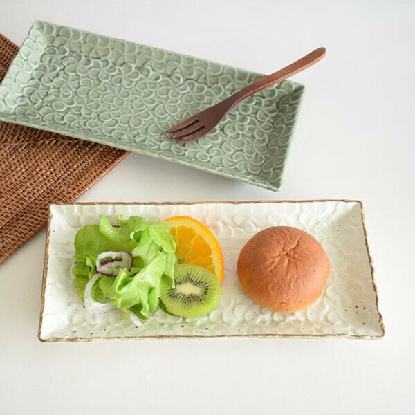 日本製 美濃燒 南洋風雞蛋花造型長盤 兩色 | 異國風 餐桌擺設 長盤 甜點盤 下午茶 度假風