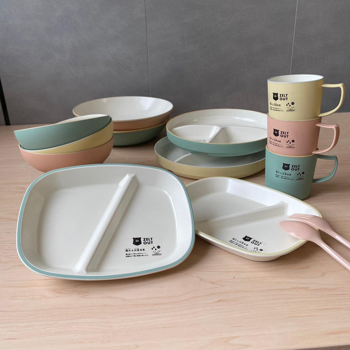 日本製 BISQUE Zelt 野餐露營餐具組|碗 杯子 盤子 湯匙叉子 - 富士通販