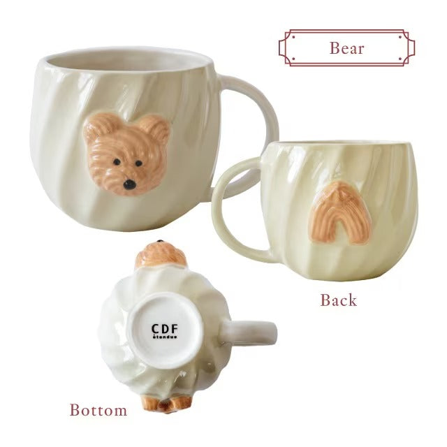 日本 BISQUE 質感動物立體造型馬克杯390ml 三款 貓咪杯子 可愛馬克杯 兒童水杯