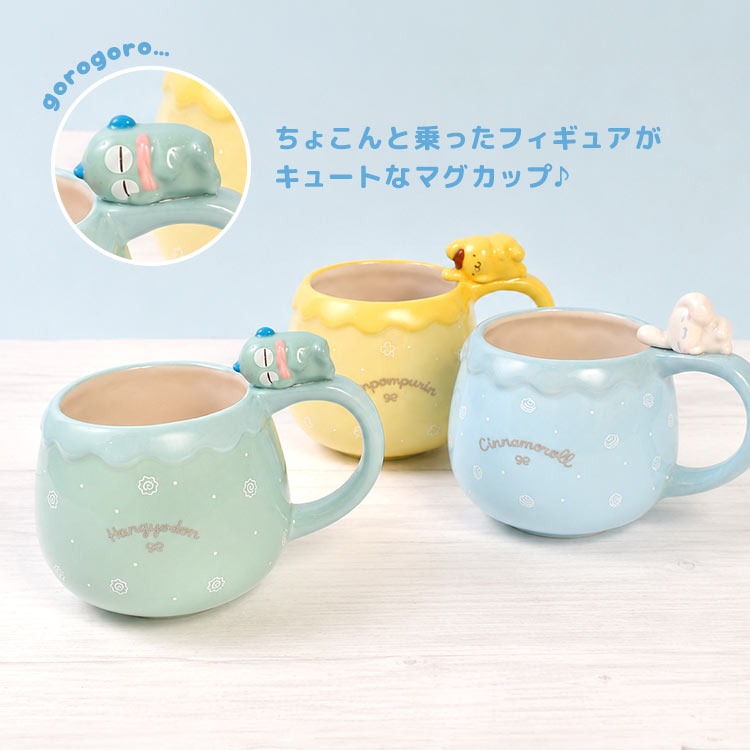 日本 三麗鷗 睡覺公仔造型馬克杯 340ml|可愛水杯 造型馬克杯 布丁狗 美樂蒂 漢頓 凱蒂貓 大耳狗