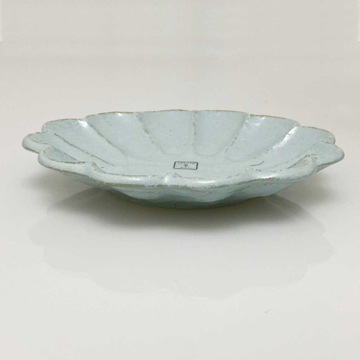 日本製 六魯 rokuro 粉引輪花盤 藍色14CM|小菜盤 點心盤 陶瓷餐盤 - 富士通販