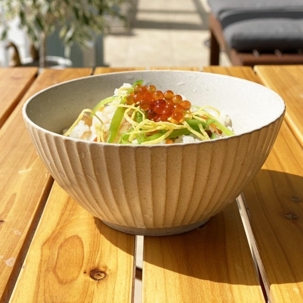 日本製 華蝶扇 咖啡 白色 丼飯碗 14cm|陶瓷碗 日式碗 蓋飯碗