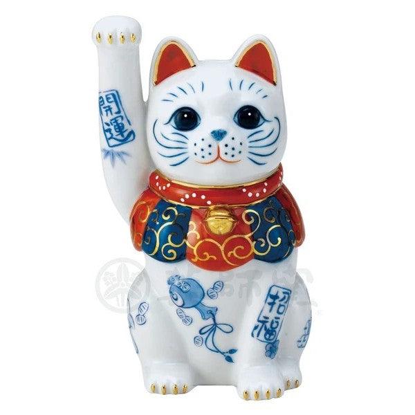 日本製 藥師窯 手繪染錦招財貓擺飾 14.5cm|招財擺件 開店賀禮