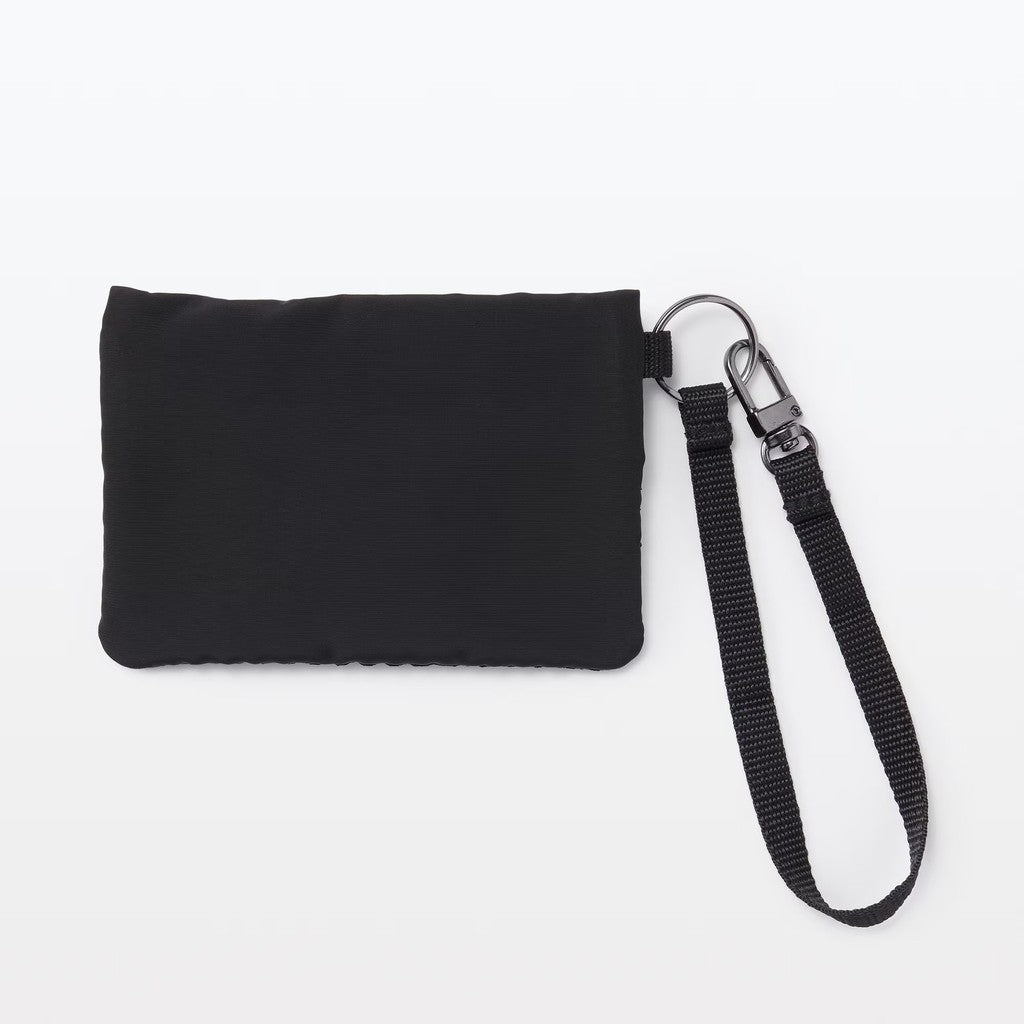 日本 無印良品 MUJI 聚酯纖維卡片夾 黑色 8x12cm 零錢包 可掛包包 卡片零錢包