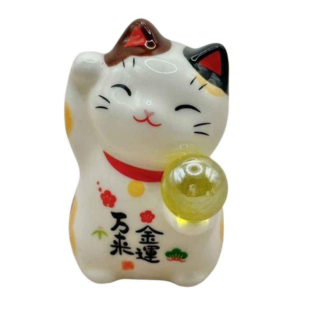 日本 藥師窯 招福玉招財貓 | 彩玉 金運 招福 水晶 迷你招財貓 新年吉祥物 桌面擺設 小招財貓 開運