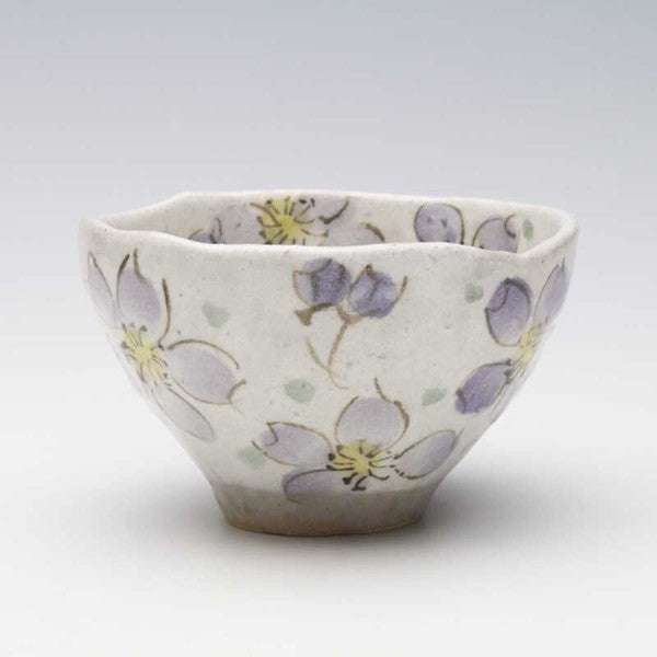 櫻花碗 日本製 春日粉引櫻花陶碗 粉 紫 11.2cm|瀨戸燒 日式碗 古早碗 舞陶館 陶瓷碗 飯碗 碗