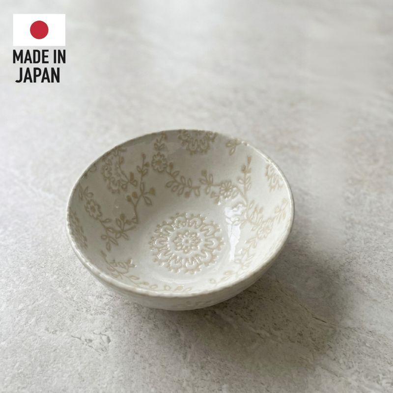 日本製 優雅蕾絲花邊造型陶瓷小碗|美濃燒 水果碗