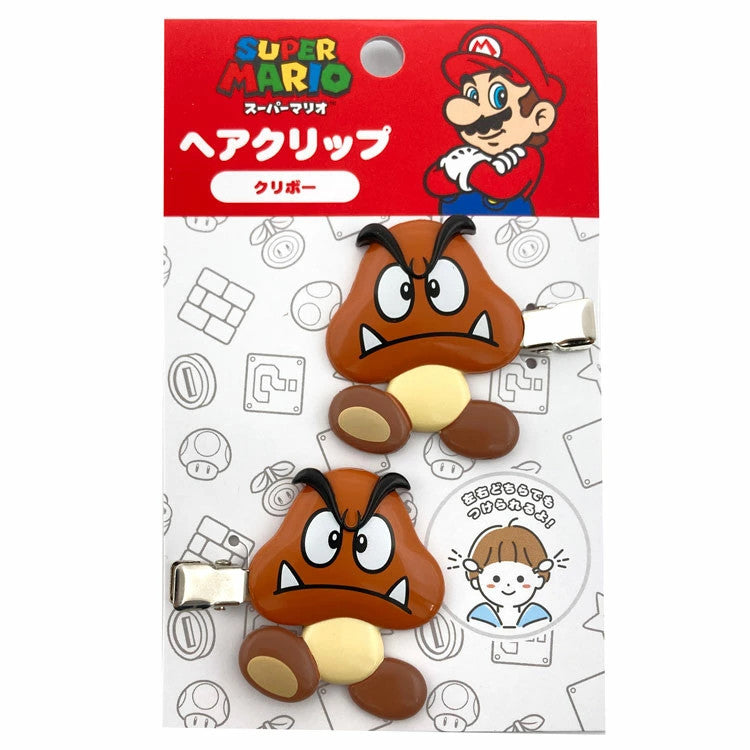 mario 超級瑪利歐瀏海夾 2入組︱髮夾 蘑菇 問號 栗寶寶 造型髮飾