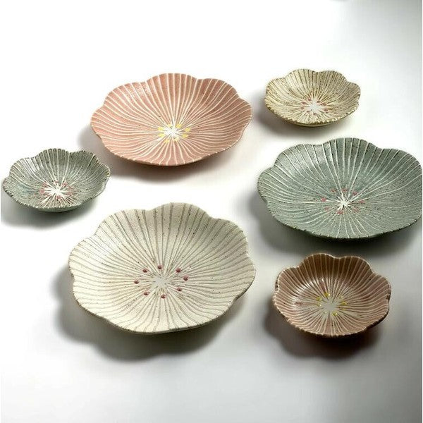 日本製 美濃燒 泥漿描繪技法 陶瓷造型花盤|日常餐桌陶瓷小碟 點心碟 甜點碟 小菜碟 盤子 陶瓷盤