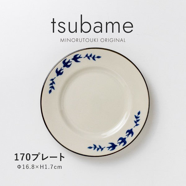 日本製 美濃燒 tsubame 藍色燕子陶瓷碗盤 | 陶瓷盤 圓盤 麥片碗 湯碗