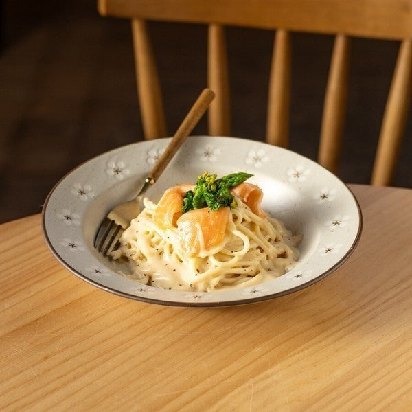 日本製 美濃燒餐盤 深盤 梅花霧感陶瓷盤 | 質感餐盤 家常料理 甜點盤