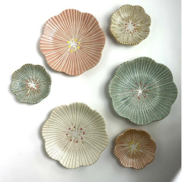 日本製 美濃燒 泥漿描繪技法 陶瓷造型花盤|日常餐桌陶瓷小碟 點心碟 甜點碟 小菜碟 盤子 陶瓷盤