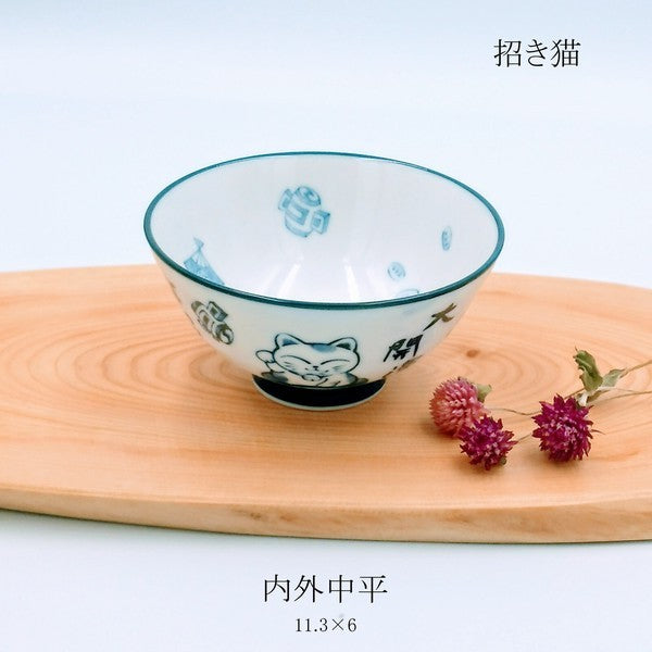 日本製 美濃燒 招財貓 陶瓷飯碗|居家日常飯碗 湯碗 日式餐具 開運招財 可微波加熱 飯碗 陶瓷碗