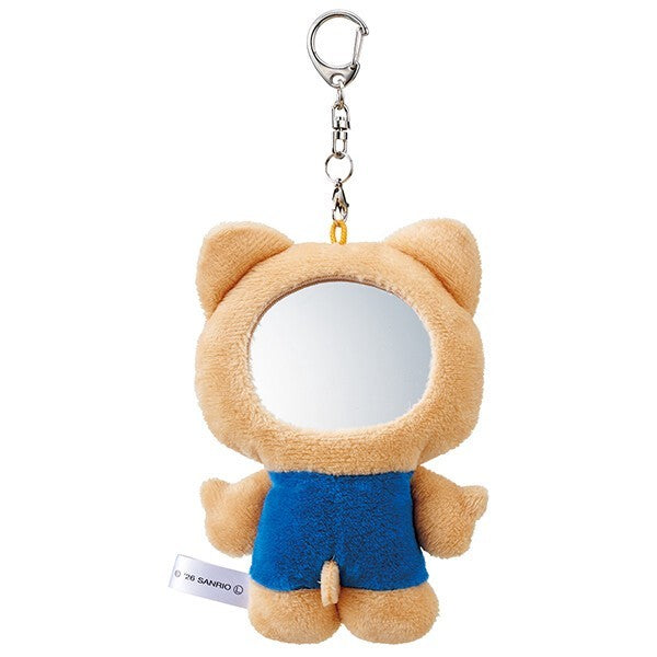 日燒 Hello Kitty 毛絨隨身鏡吊飾 日本直送 | 補妝鏡 隨身鏡 補妝小物 包包吊飾