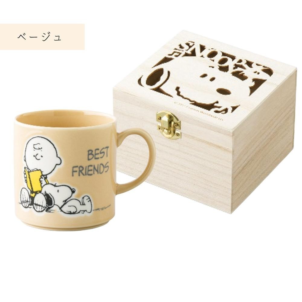 日本製 史努比咖啡杯 精緻木盒裝 350ml snoopy|陶瓷杯 咖啡杯 兒童水杯