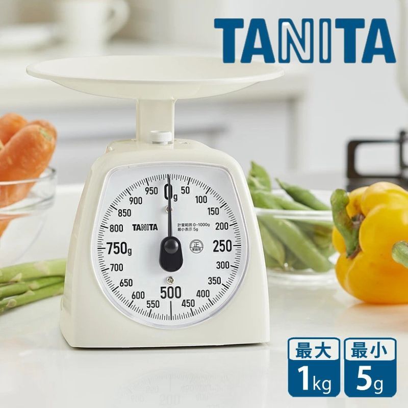 日本製 TANITA 免電池指針式 料理秤1kg 白色|KA-441 食物磅秤 烘焙磅秤