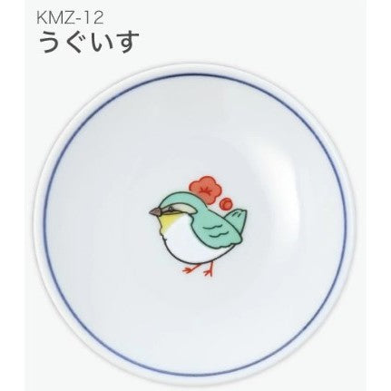 日本製 九谷燒 吉祥圖案色繪豆皿 | 青郊窯 醬料碟 小碟子 飾品盤 藍線白瓷