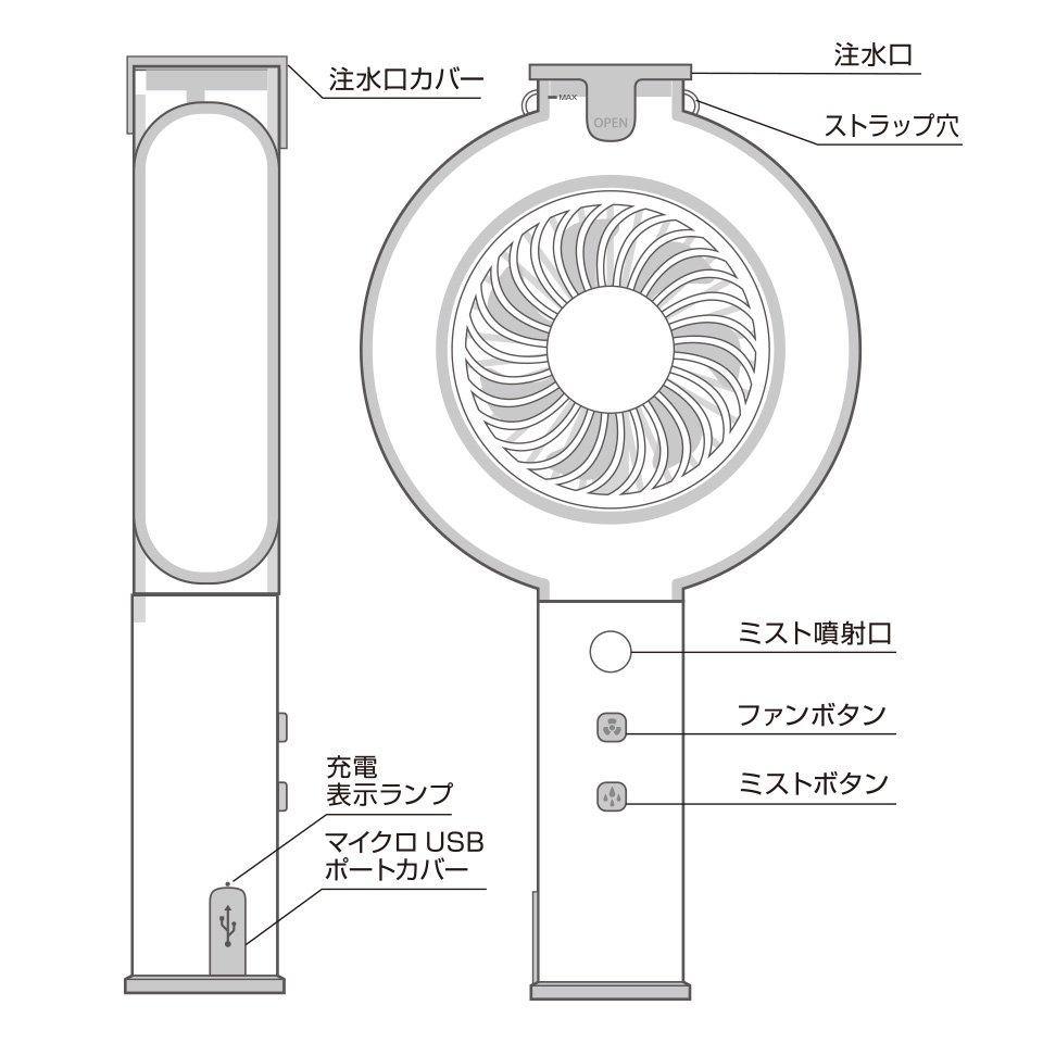 日本Skater USB充電噴霧風扇 藍色|銀色|粉色-三色可選 - 富士通販