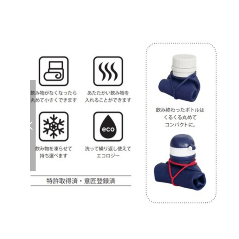 日本ViV nano可折疊收納矽膠水壺,冷熱飲皆可裝 - 富士通販