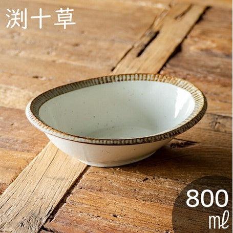 日本製 樸質十草 陶瓷橢圓碗|咖哩碗 日式陶瓷 - 富士通販