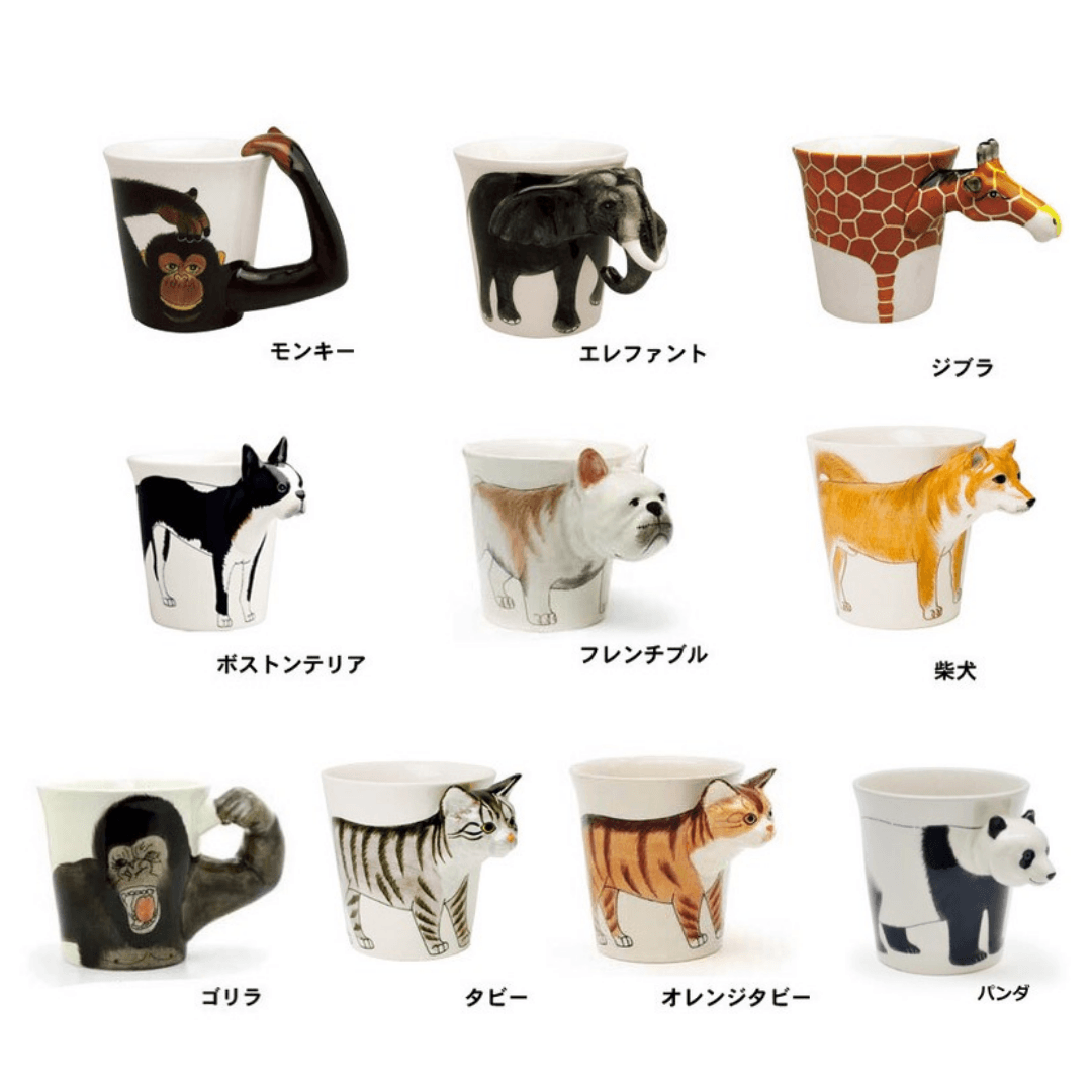 動物園區耐熱馬克杯|熊貓、猴子、大象、大猩猩、長頸鹿 - 富士通販