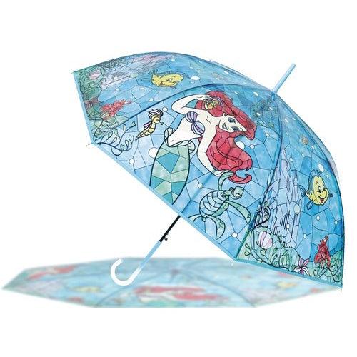 日本 迪士尼 小美人魚 愛麗兒 愛麗絲|玻璃彩繪雨傘 兒童雨傘 透明雨傘 - 富士通販
