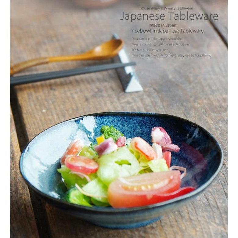 日本製 窯變釉 靛藍淺碗|小菜 沙拉 前菜 水果 - 富士通販