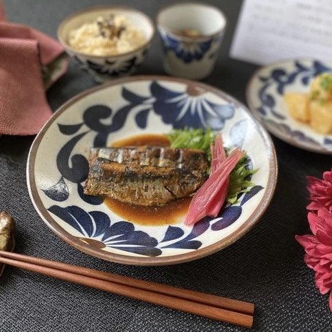 日本製 藍彩唐草餐盤|前菜 炸物 點心 甜點 麵包 沙拉盤 - 富士通販